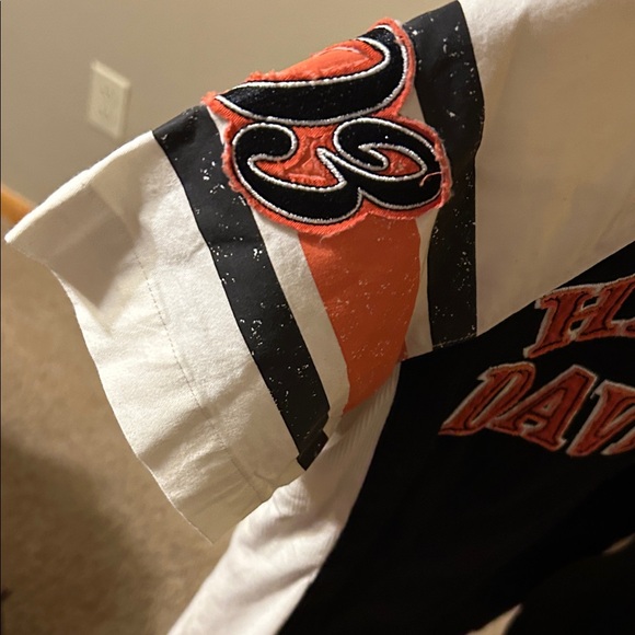 Harley-Davidson Black and White Shirt with Orange Accents - Picture 6 of 8